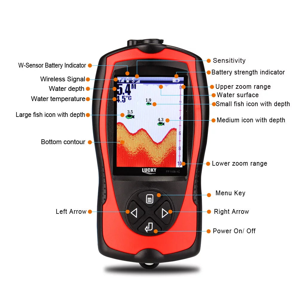 Portable Fish Finder 100M/300FT Depth Fish Alarm Wired Fish Detector L409514