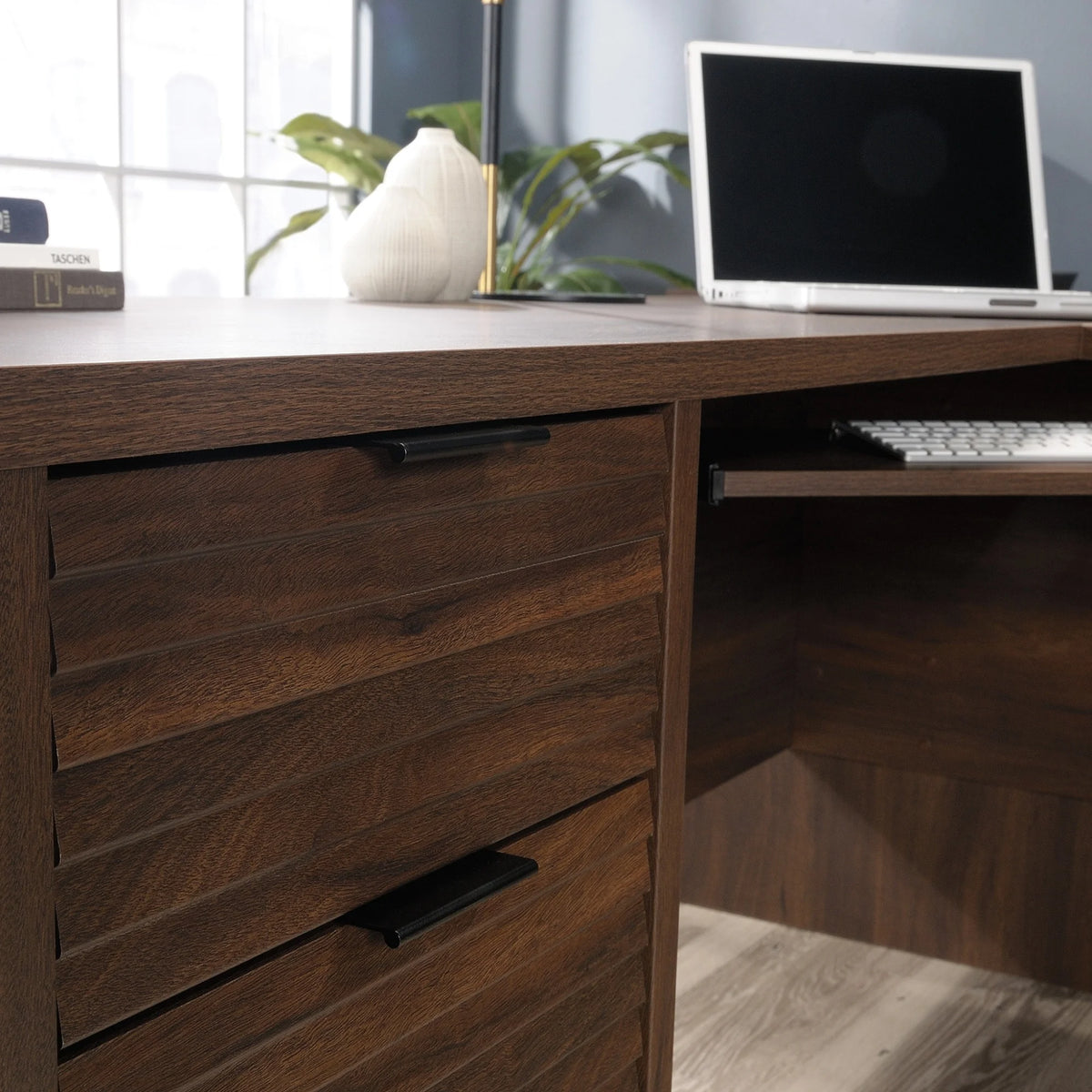 L-Shaped Engineered Wood Desk H1054
