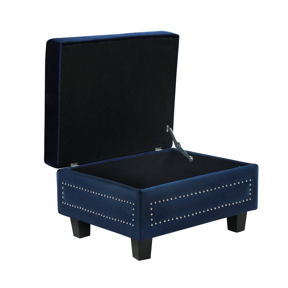 Navy Velvet Storage Ottoman G242