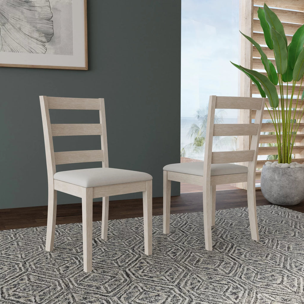 White Wood Ladder Back Dining Chair Set of 2 P839803