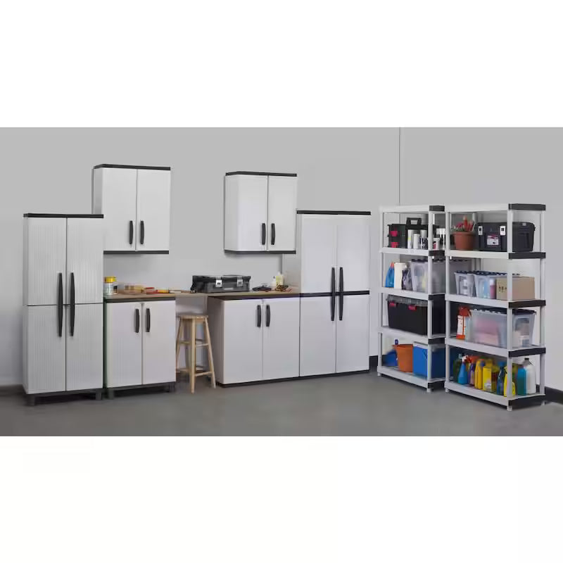 Gray Plastic Freestanding Garage Cabinet S217