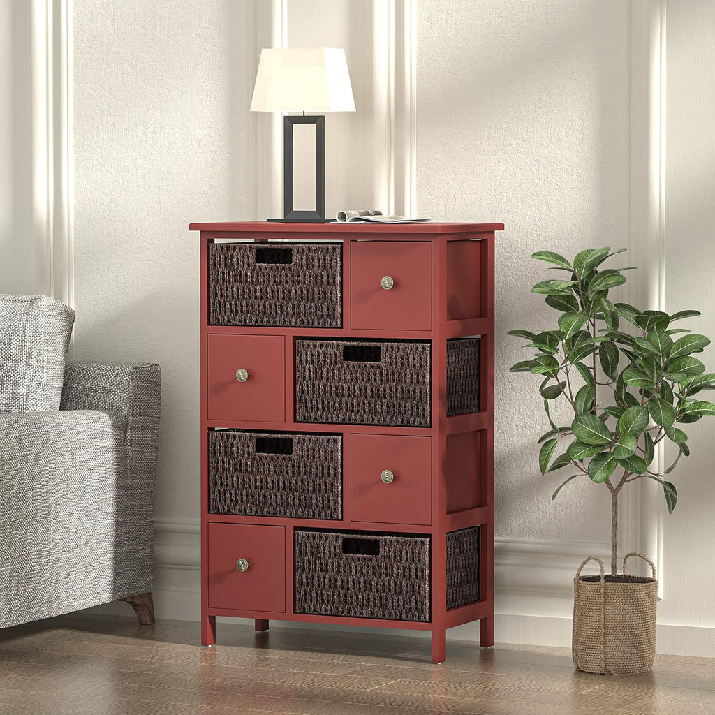 Red Storage Cabinet with 4 Drawers and 4 Baskets V5397