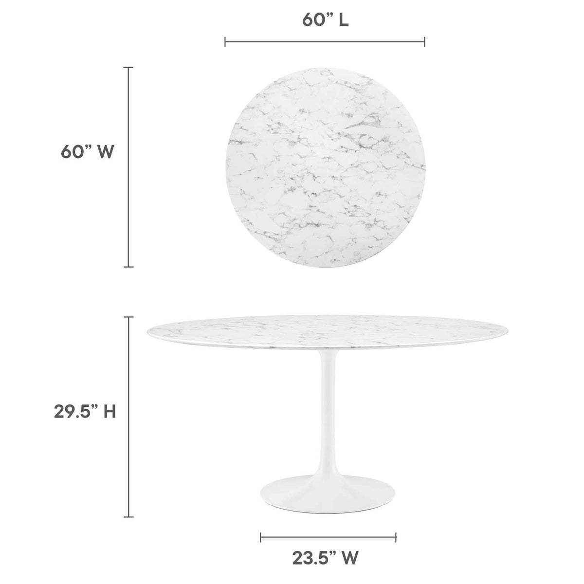White Round Artificial Marble Dining Table B6867
