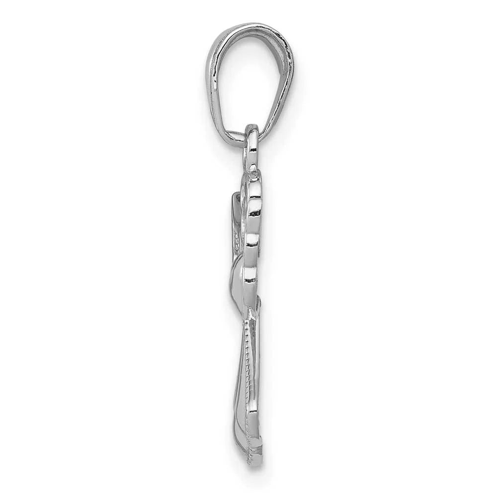 14K White Gold Guardian Angel Heart Pendant K94027