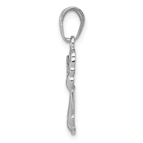 14K White Gold Guardian Angel Heart Pendant K94027
