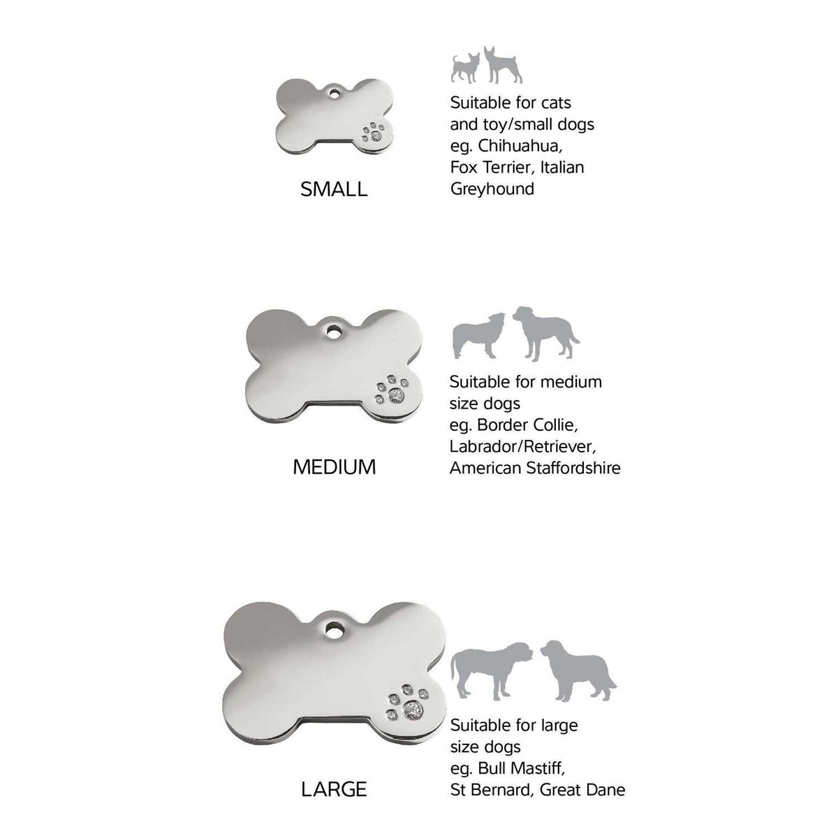 Diamante Pet ID Tag Bone M38298