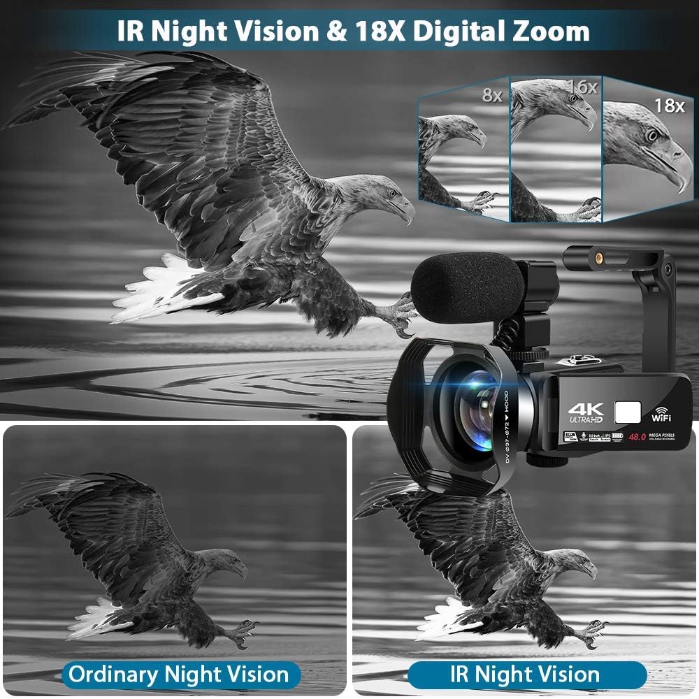 4K 60FPS 48MP 18X Digital Camcorder with Touch Screen and Remote Control M5572
