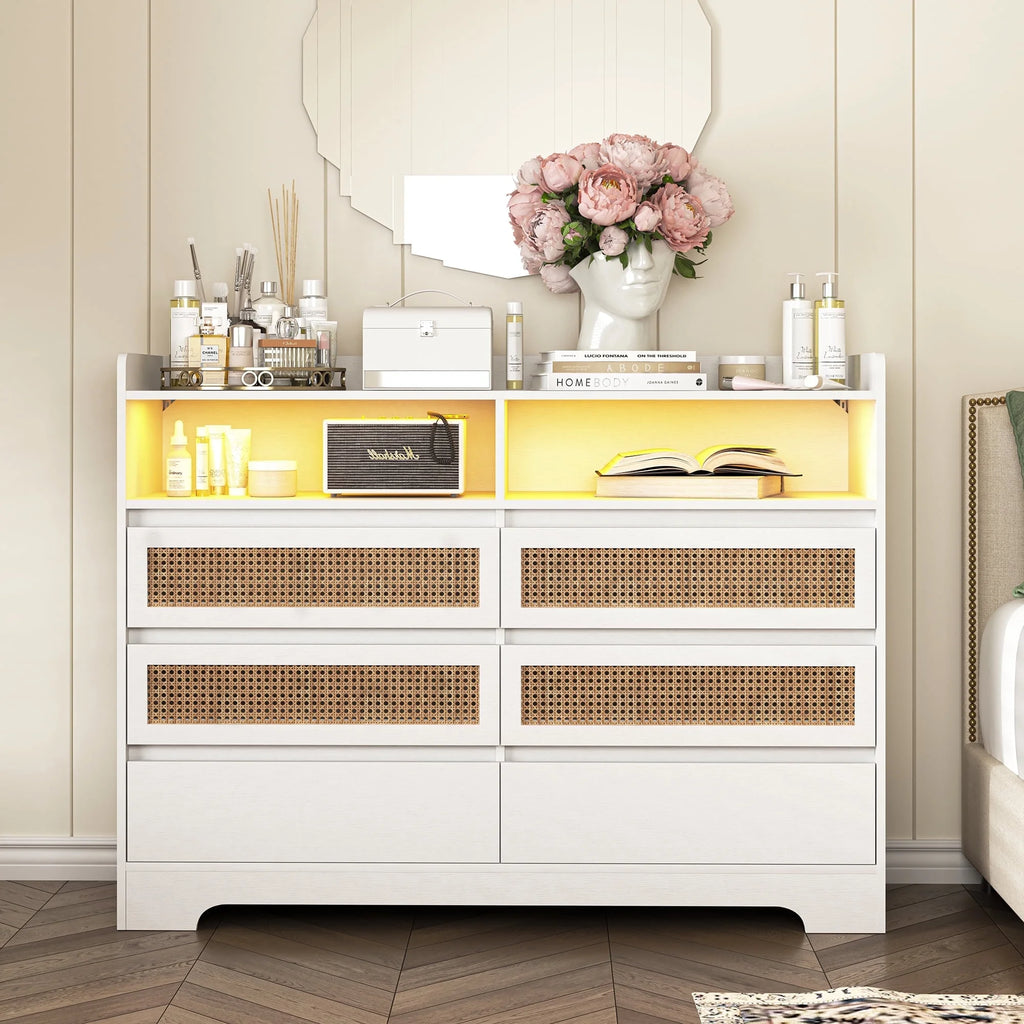 White 6 Drawer Dresser Z9968