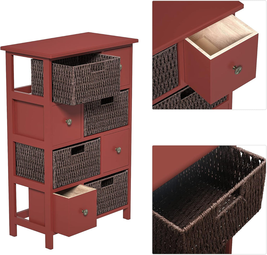 Red Storage Cabinet with 4 Drawers and 4 Baskets V5397