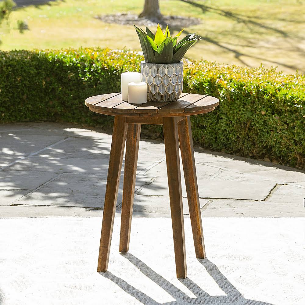 Dark Brown Acacia Wood Outdoor Side Table O584