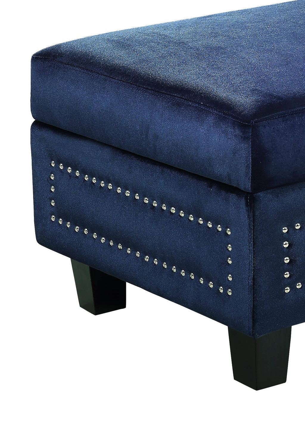 Navy Velvet Storage Ottoman G242