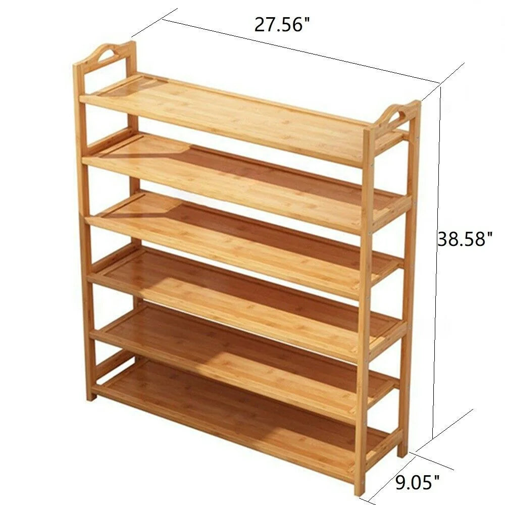 6 Tier Natural Bamboo Wooden Shoe Rack Storage Shelf U715005