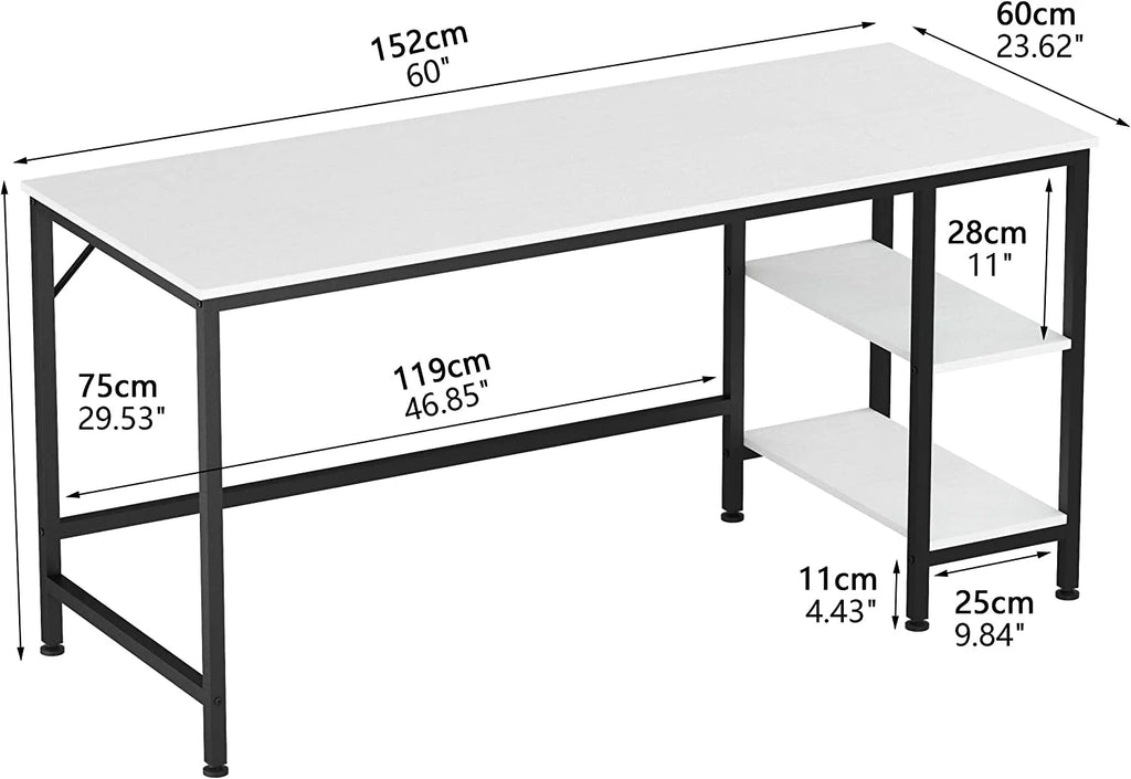 Small Home Office Computer Desk with Wooden Storage Shelf B326