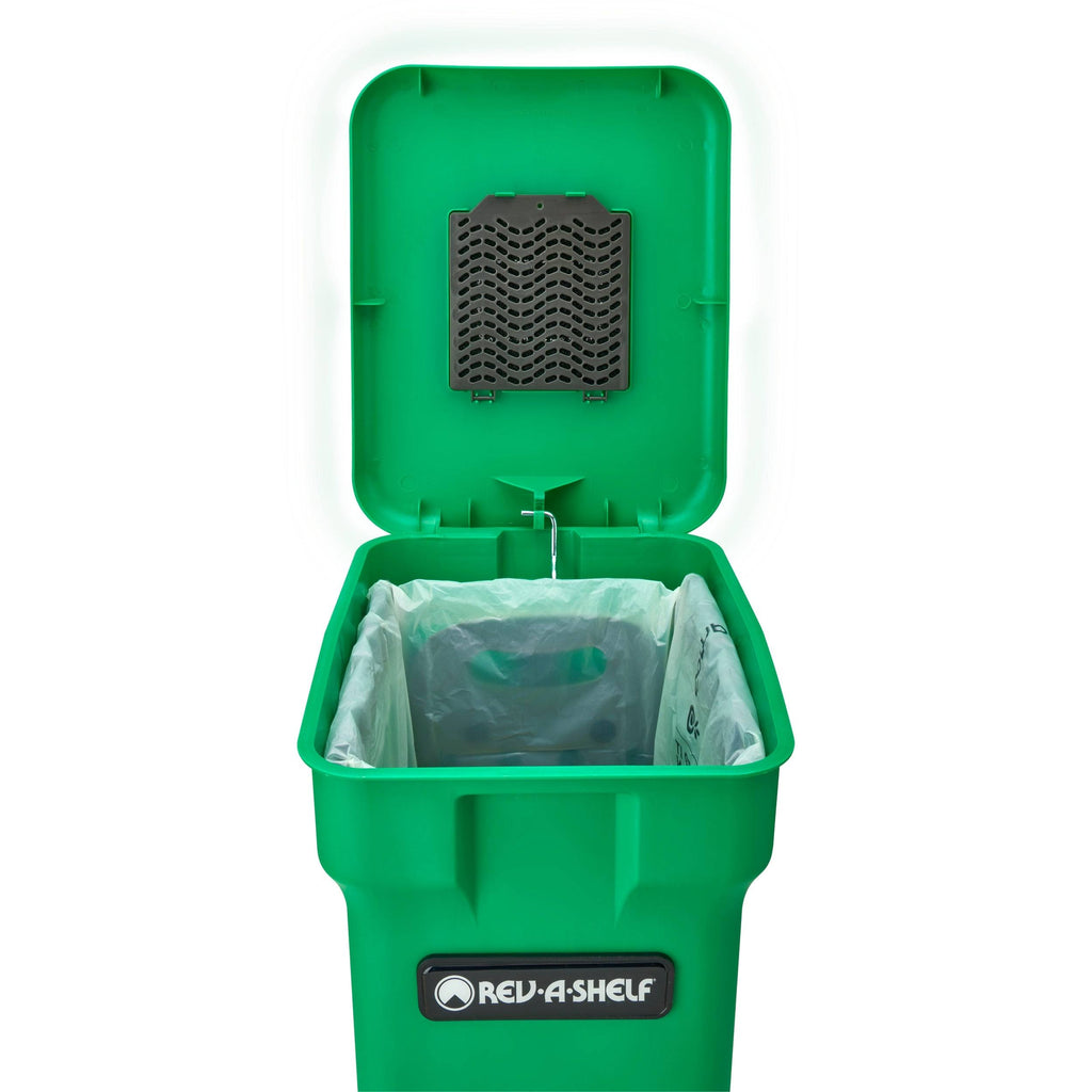 Aluminum 35 QRT Waste Container Pull-Out with Green Compost Bin T30872