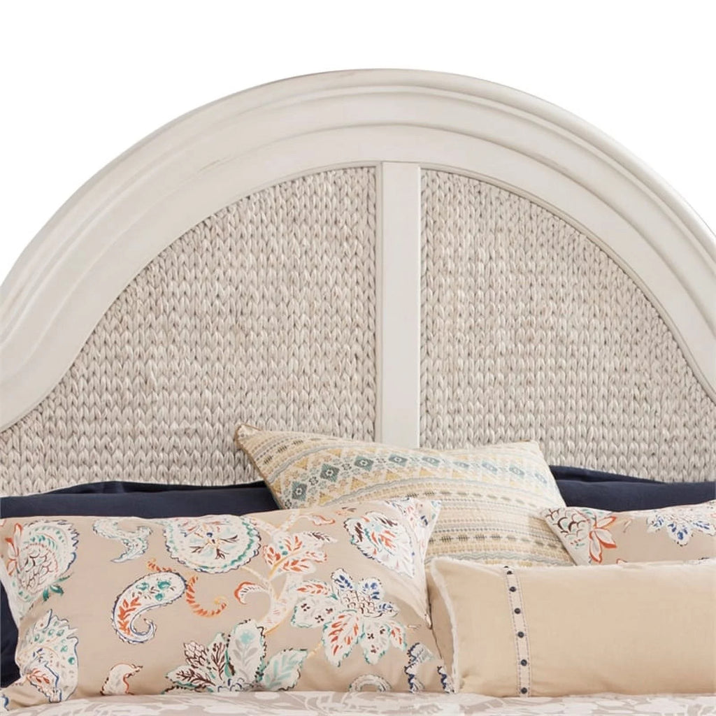 Dove White Queen Woven Wood Headboard I911