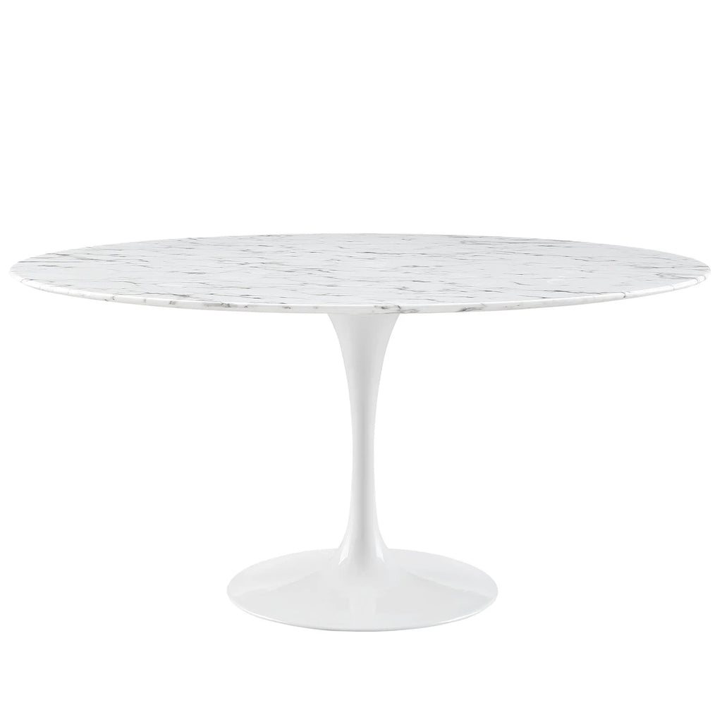 White Round Artificial Marble Dining Table B6867