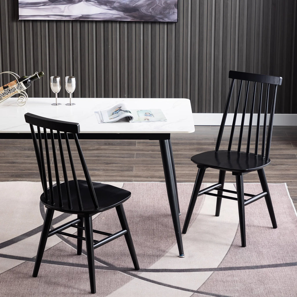 Black Wood Dining Chairs Set of 2 I755