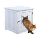 White Cat House Side Table Nightstand Pet House P7169