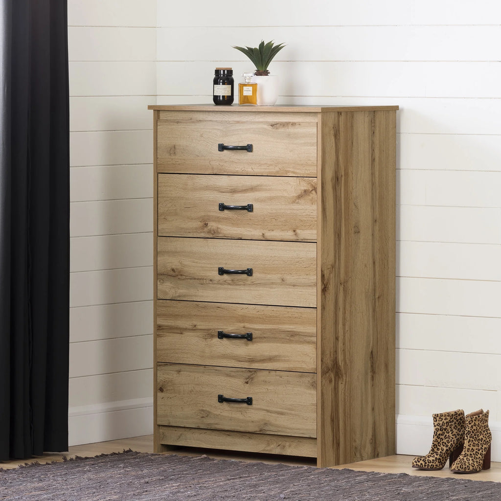 5 Drawer Weathered Oak Dresser P375964