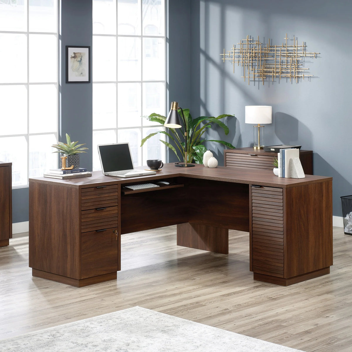L-Shaped Engineered Wood Desk H1054