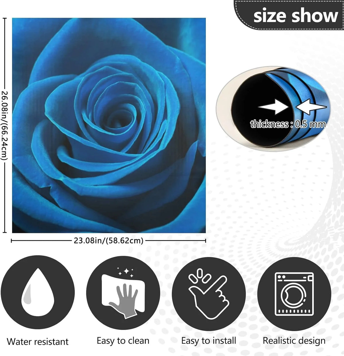 Blue Rose Magnetic Dishwasher Cover 23 x 26 Inch J296