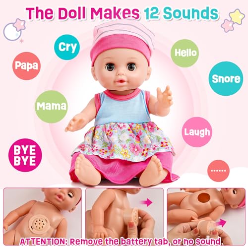 12in Baby Doll Crib and High Chair Set with 20pcs Accessories B101803
