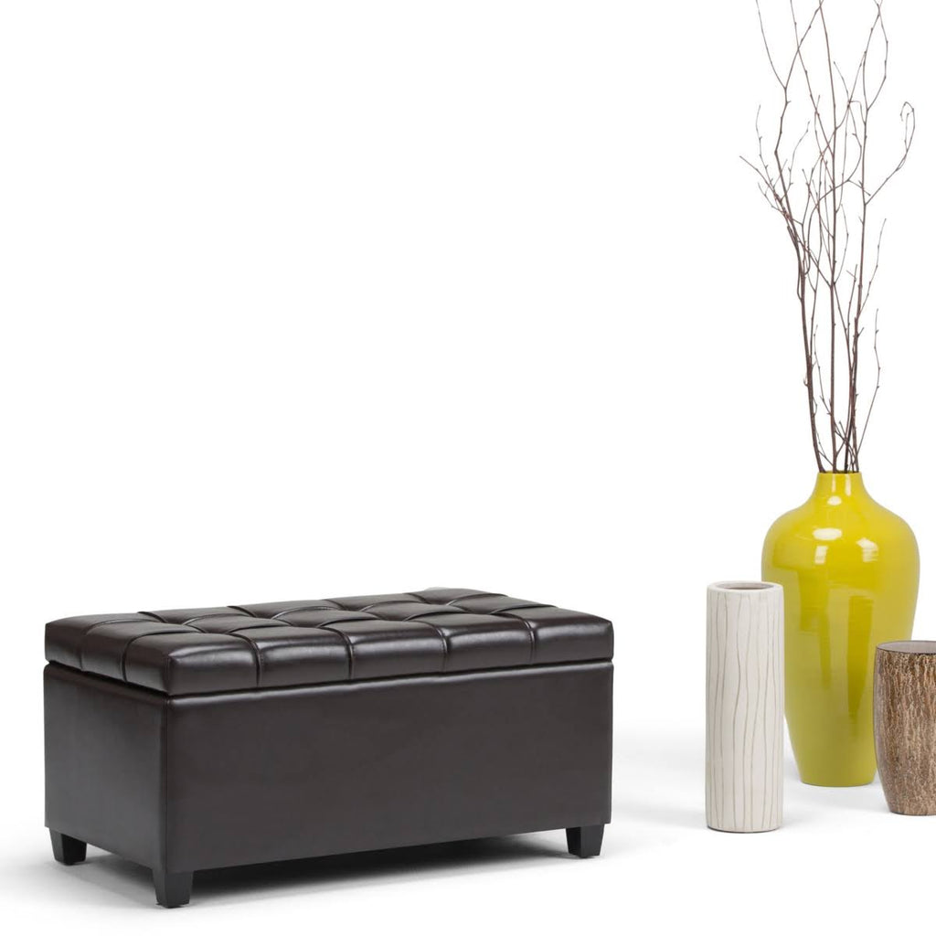 Midnight Black Storage Ottoman Bench G584