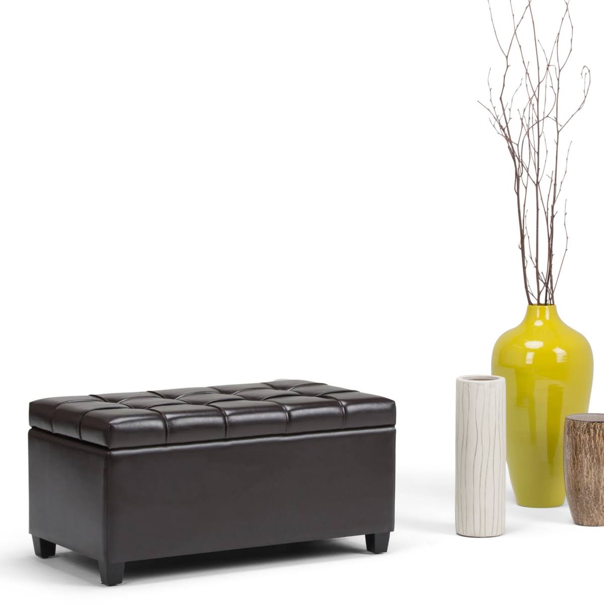 Midnight Black Storage Ottoman Bench G584