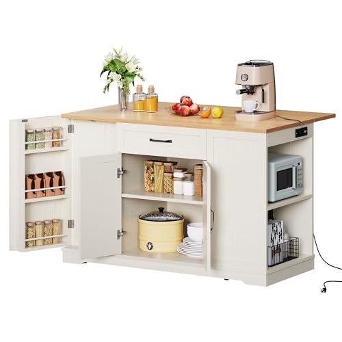 50" Rolling Kitchen Island with Drop Leaf O9569