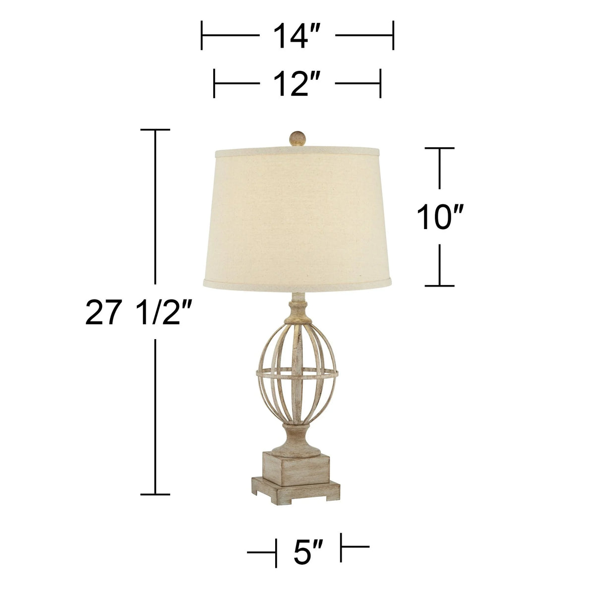 Country Cottage Table Lamps Set of 2 Light Oak Orb Cage Oatmeal Drum Shade N677