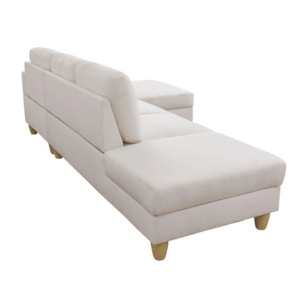 White Microfiber L Shaped 2-Piece Sofa Set E1443