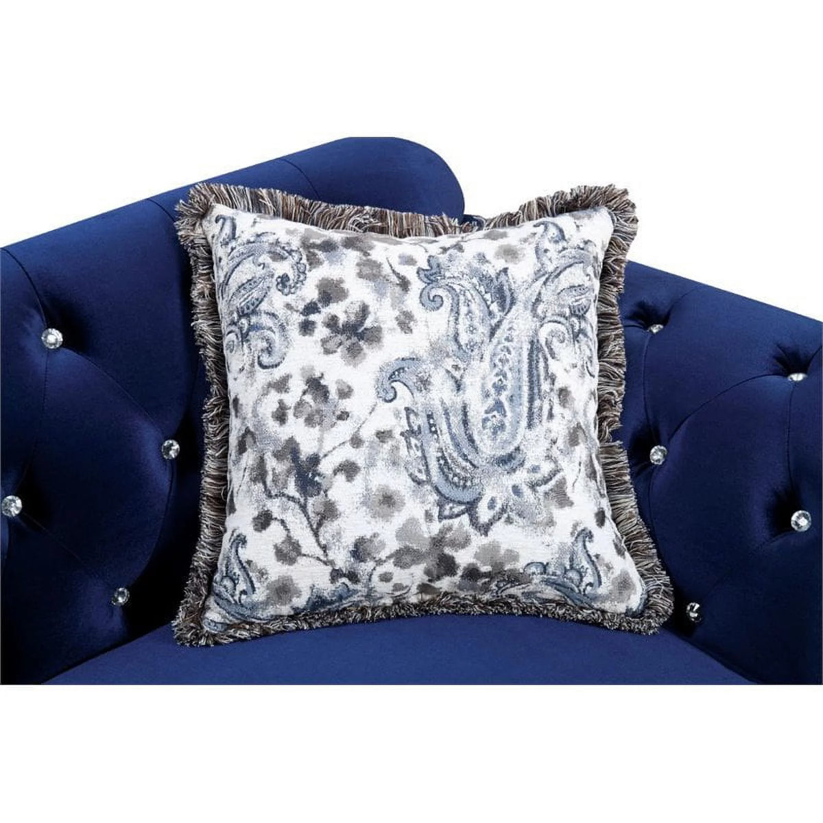 Blue Tufted Fabric 2-Piece Sofa Set T868435
