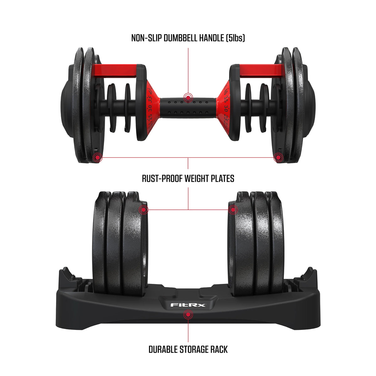 Adjustable Dumbbell 10-90 lbs Black O451