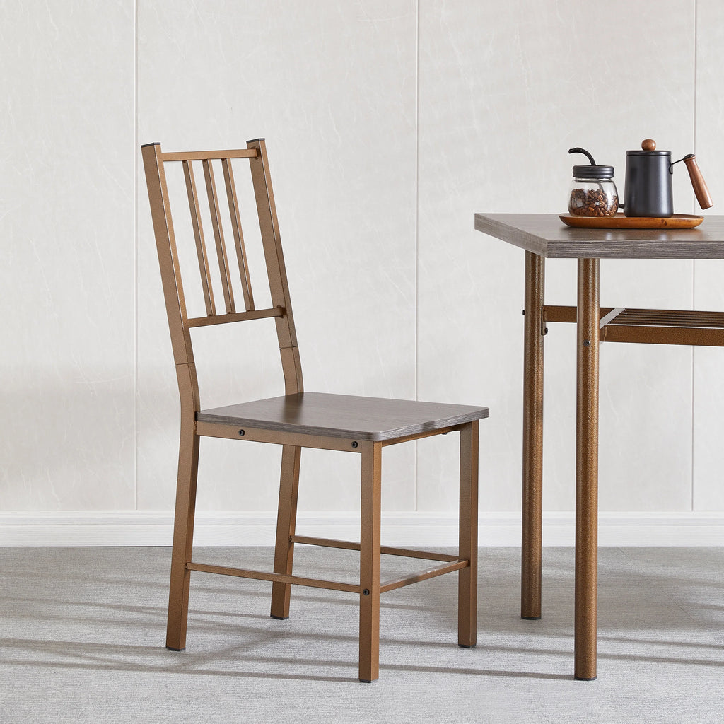 Metal and Wood Square Dining Set for 2 C4193