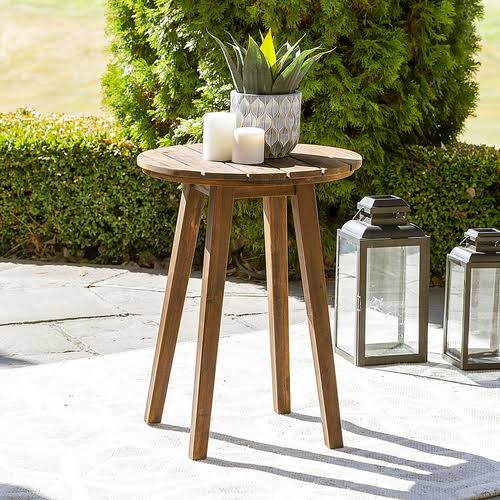 Dark Brown Acacia Wood Outdoor Side Table O584