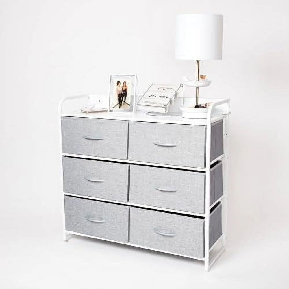 Grey 6 Drawer Dresser with Outlet and USB Ports K485