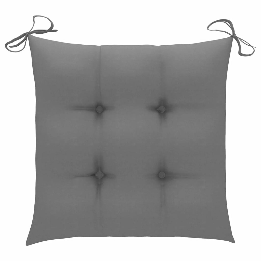 4 Piece Folding Teak Wood Armchair with Gray Cushion W4396