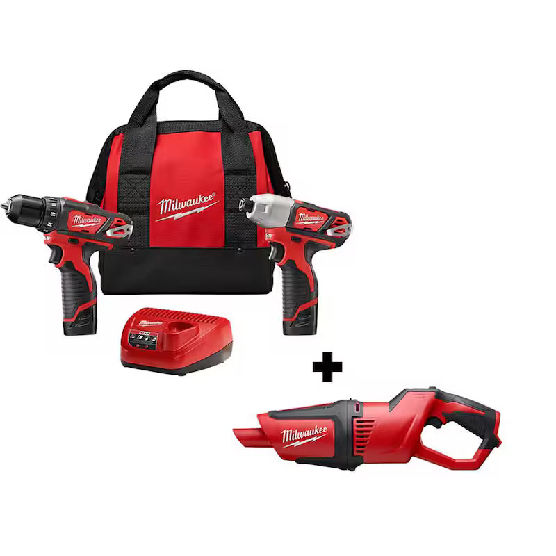 12V Lithium-Ion Cordless Drill Driver/Impact Driver Combo Kit (2-Tool) with Cordless Vacuum T67575