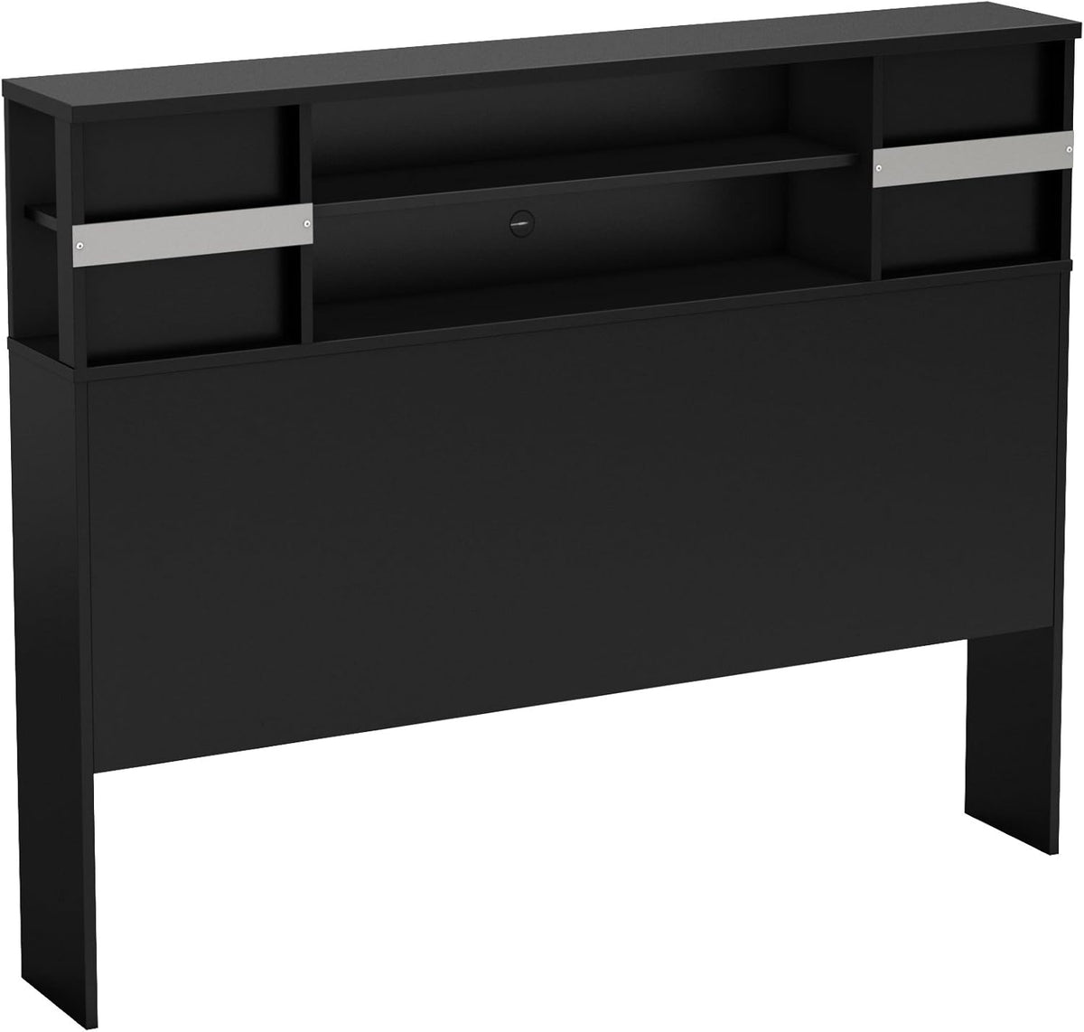 Full 54-inch Pure Black Bookcase Headboard with Storage N3249