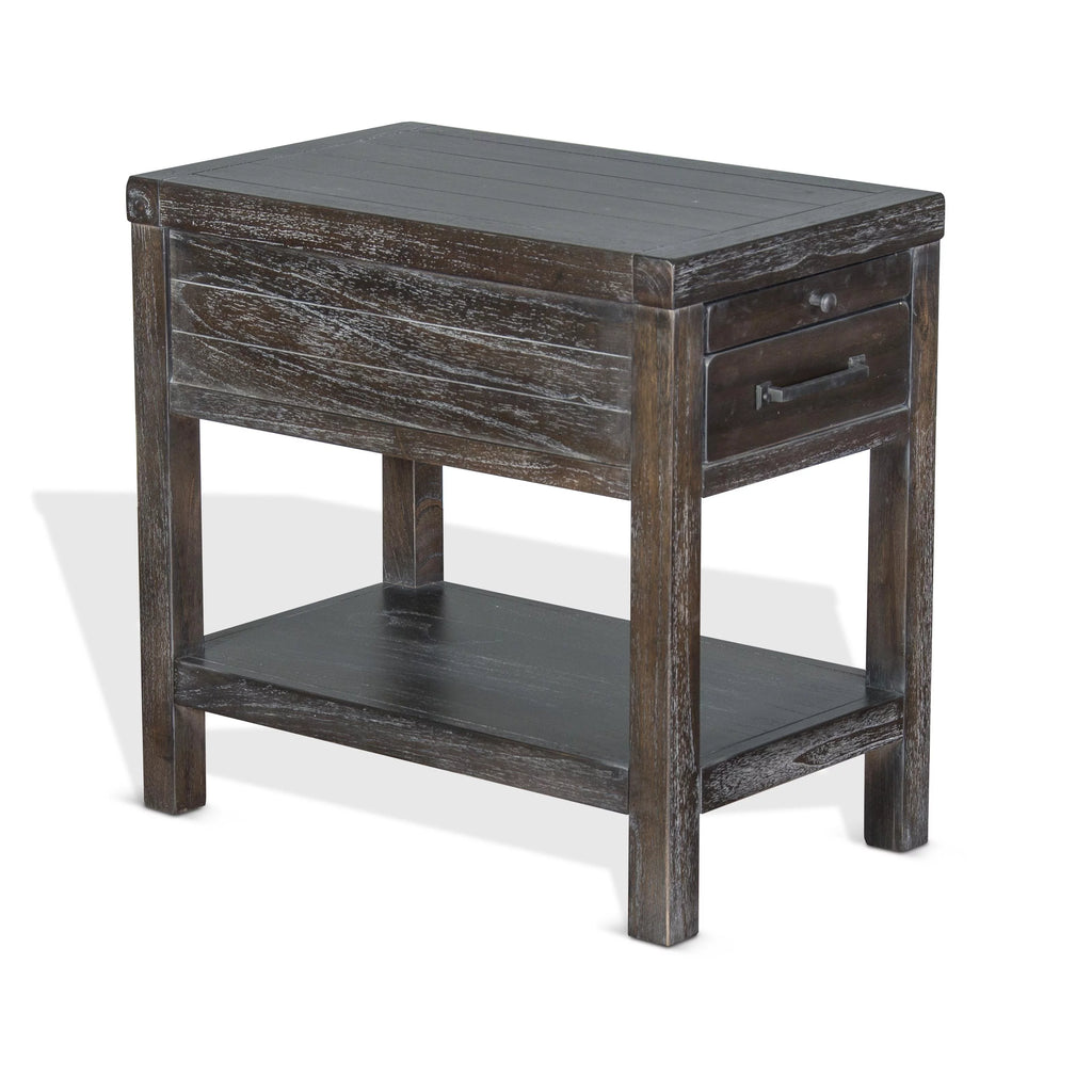 16" Mindi Wood Chair Side Table in Dark Brown Q252