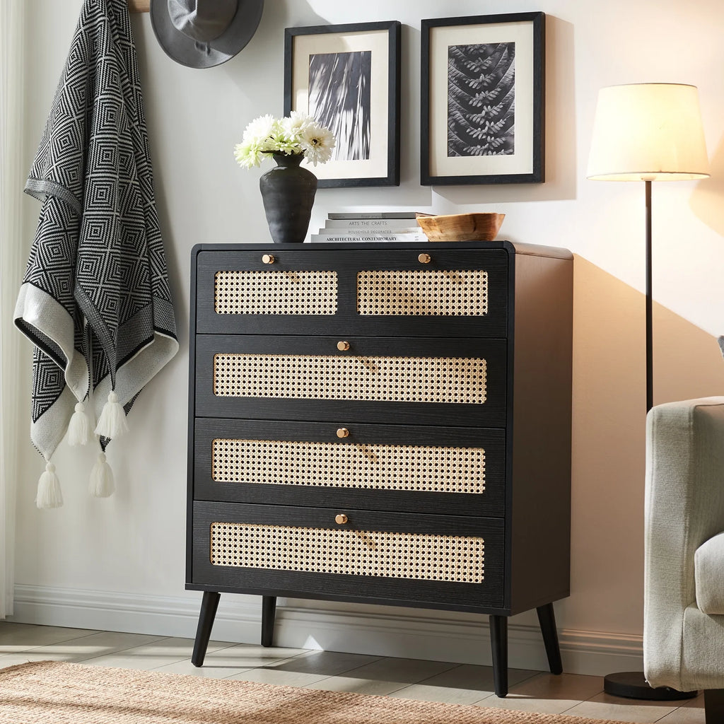 4 Drawer Natural Rattan Wood Dresser K180022