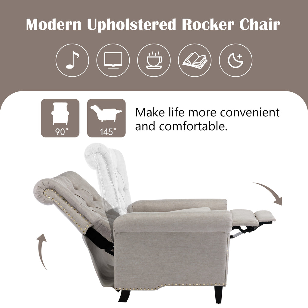 Tan Linen Tufted Recliner Single Sofa W501