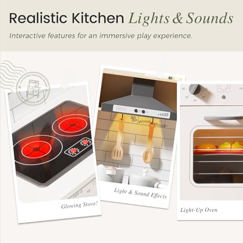 Wooden Kids Play Kitchen with Real Lights & Sounds W615713