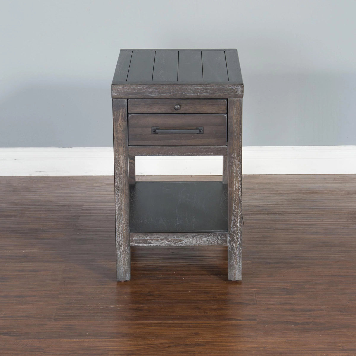 16" Mindi Wood Chair Side Table in Dark Brown Q252